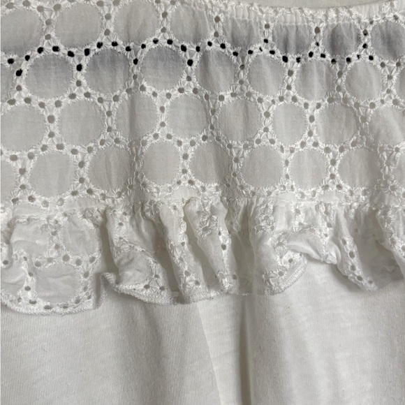 Mango white Schiffli embroidered eyelet lace cap sleeve top size medium - Picture 5 of 8